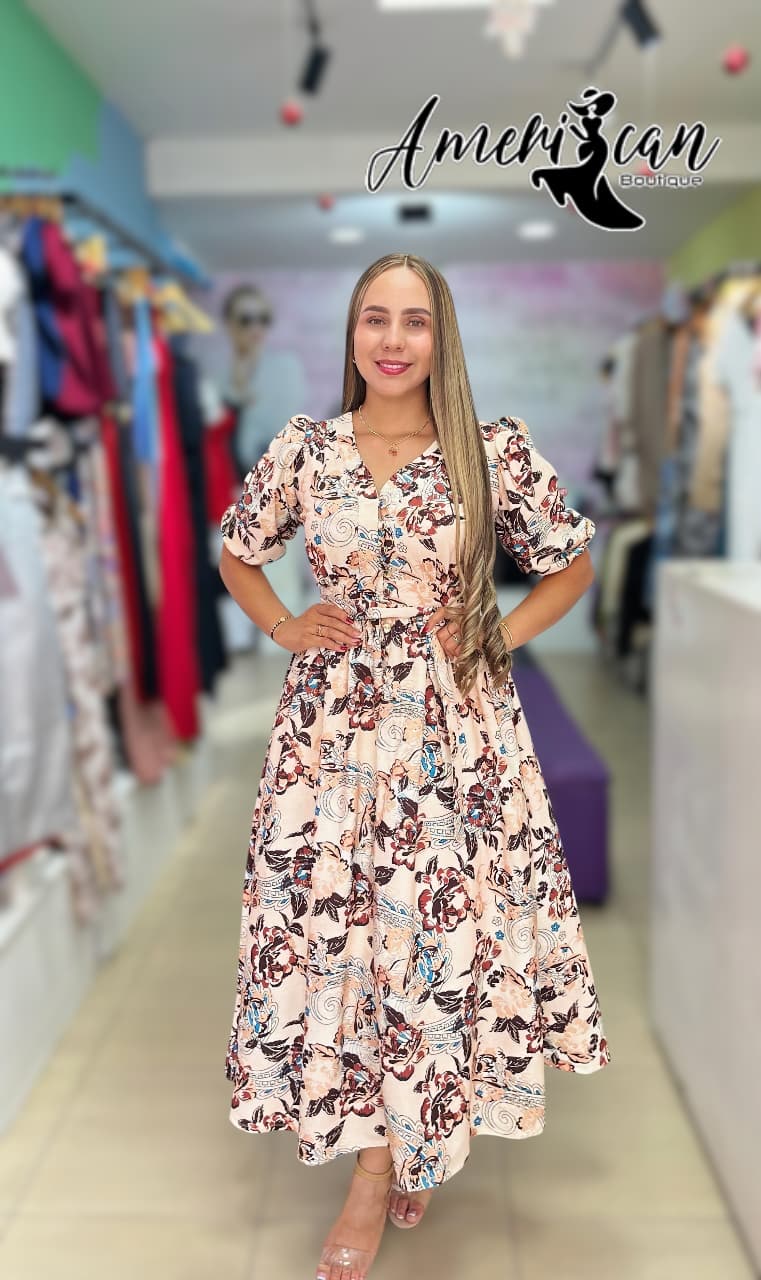 VESTIDO ESTAMPADO BEIGE